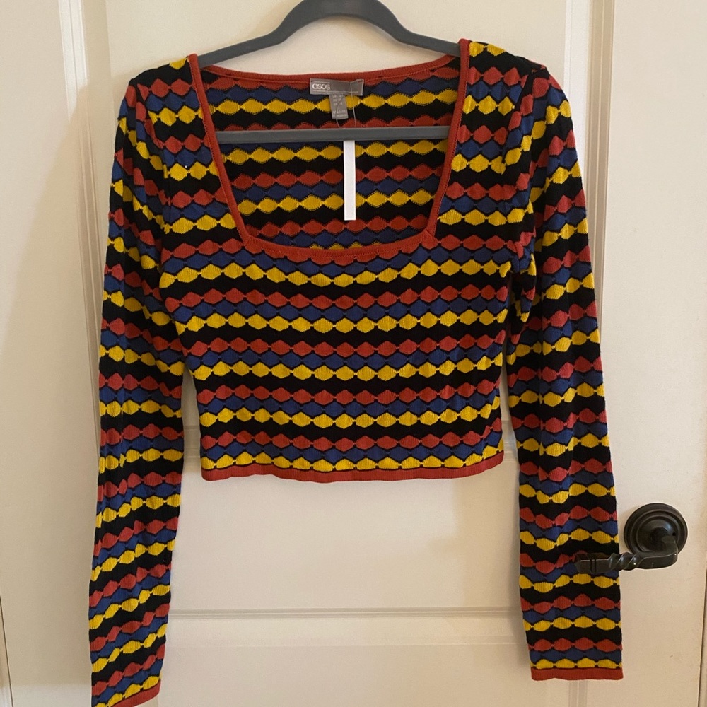 Never worn ASOS 70’s multi color top.